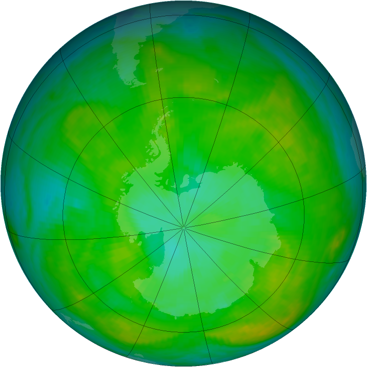 Antarctic ozone map for 06 January 1981